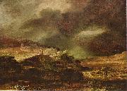 Rembrandt Peale Stadt auf einem Hogel bei sturmischem Wetter Sweden oil painting artist